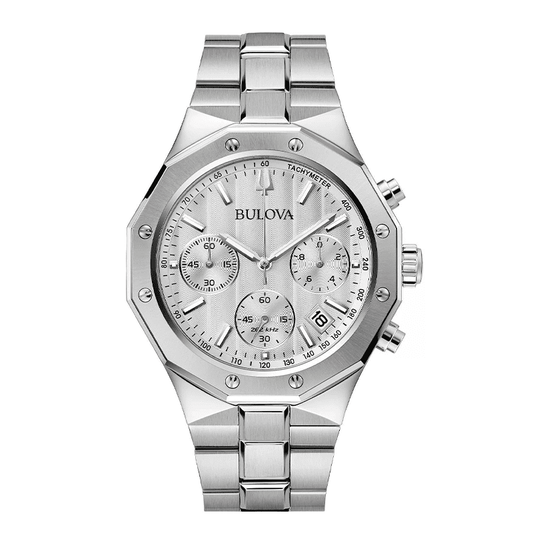 Bulova Classic Precisionist Chronograph Stainless Steel Silver Dial Quartz 96B408